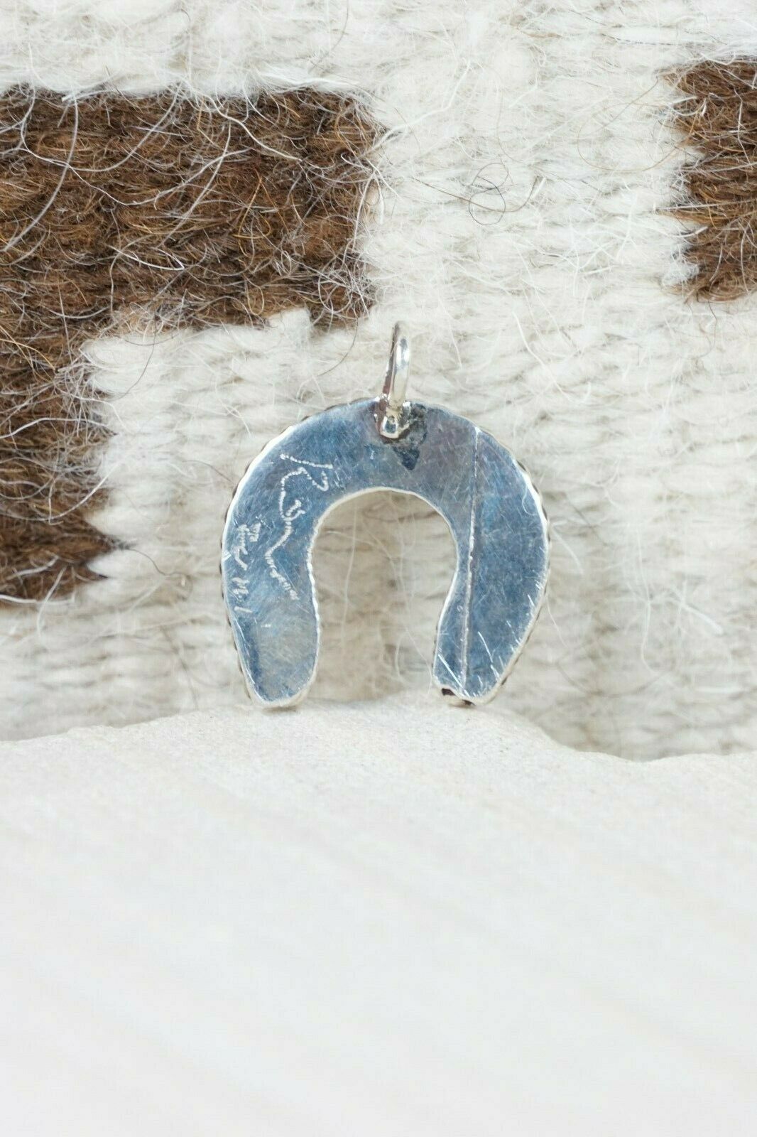 Zuni Turquoise and Coral Sterling Silver Sunface Pendant - Janice Lalio - High Lonesome Trading