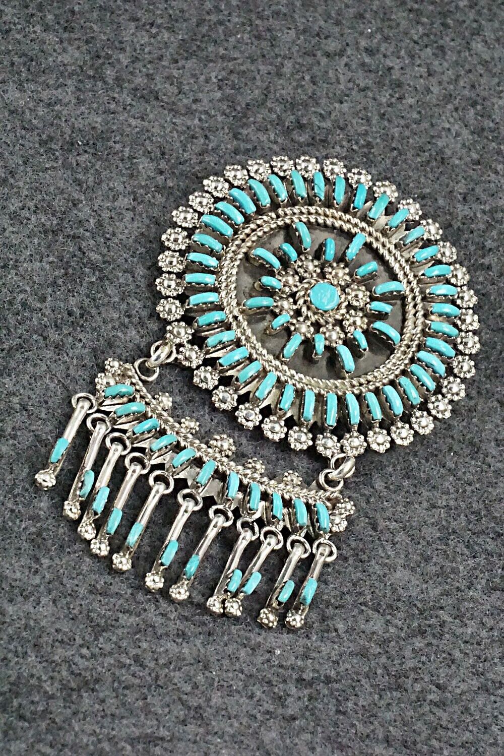 Turquoise & Sterling Silver Pendant/Pin - Keith Leekity