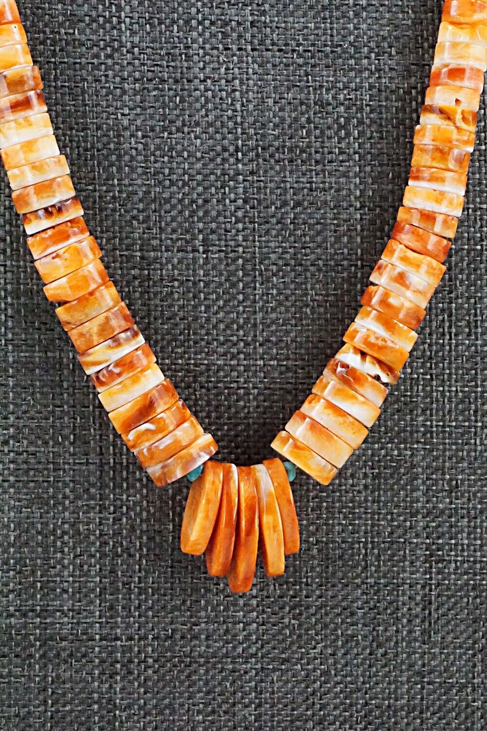 Spiny Oyster & Turquoise Necklace - Helen Tsosie