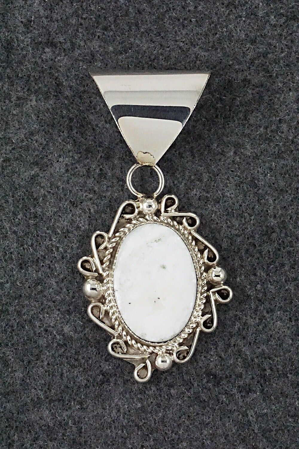 White Buffalo & Sterling Silver Pendant - Donavan Nez