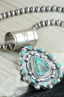 Turquoise and Sterling Silver Pendant & Necklace - Tom Lewis