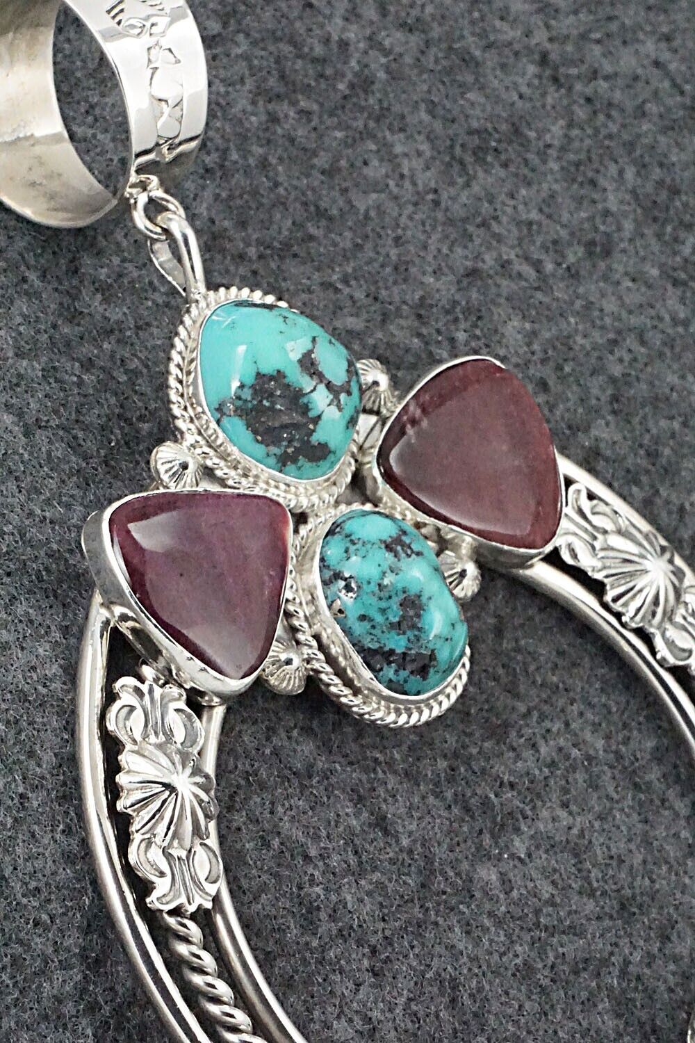 Turquoise, Spiny Oyster and Sterling Silver Pendant - Derrick Gordon