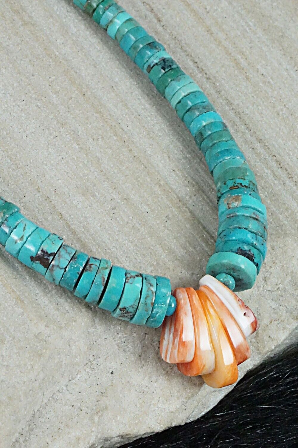 Turquoise & Spiny Oyster Necklace - Susie Deal