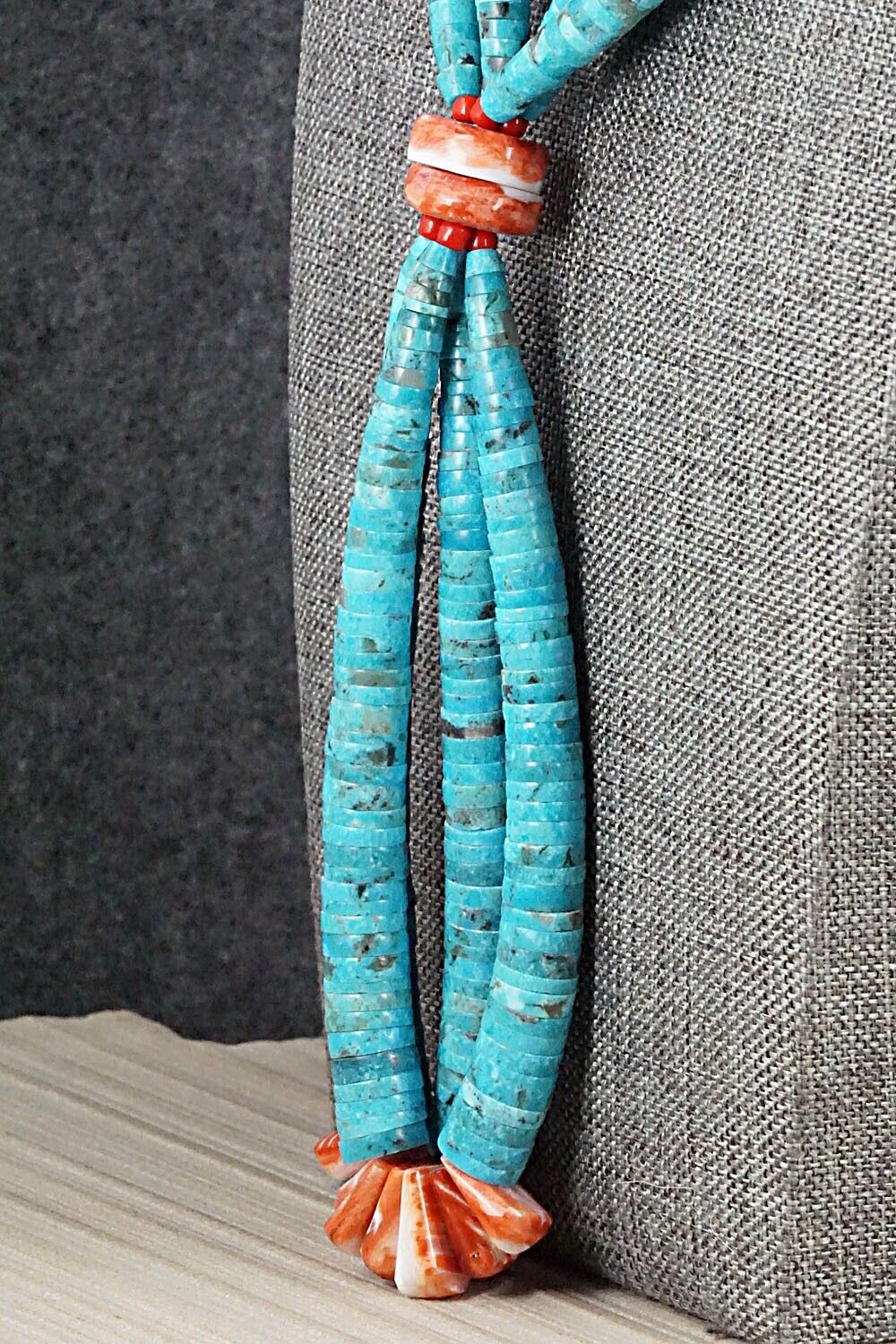 Turquoise & Spiny Oyster Necklace - Lupe Lovato