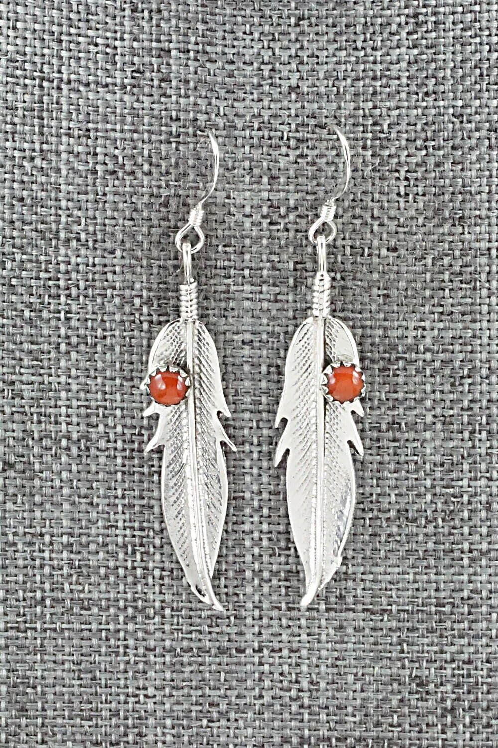 Coral & Sterling Silver Earrings - Louise Joe