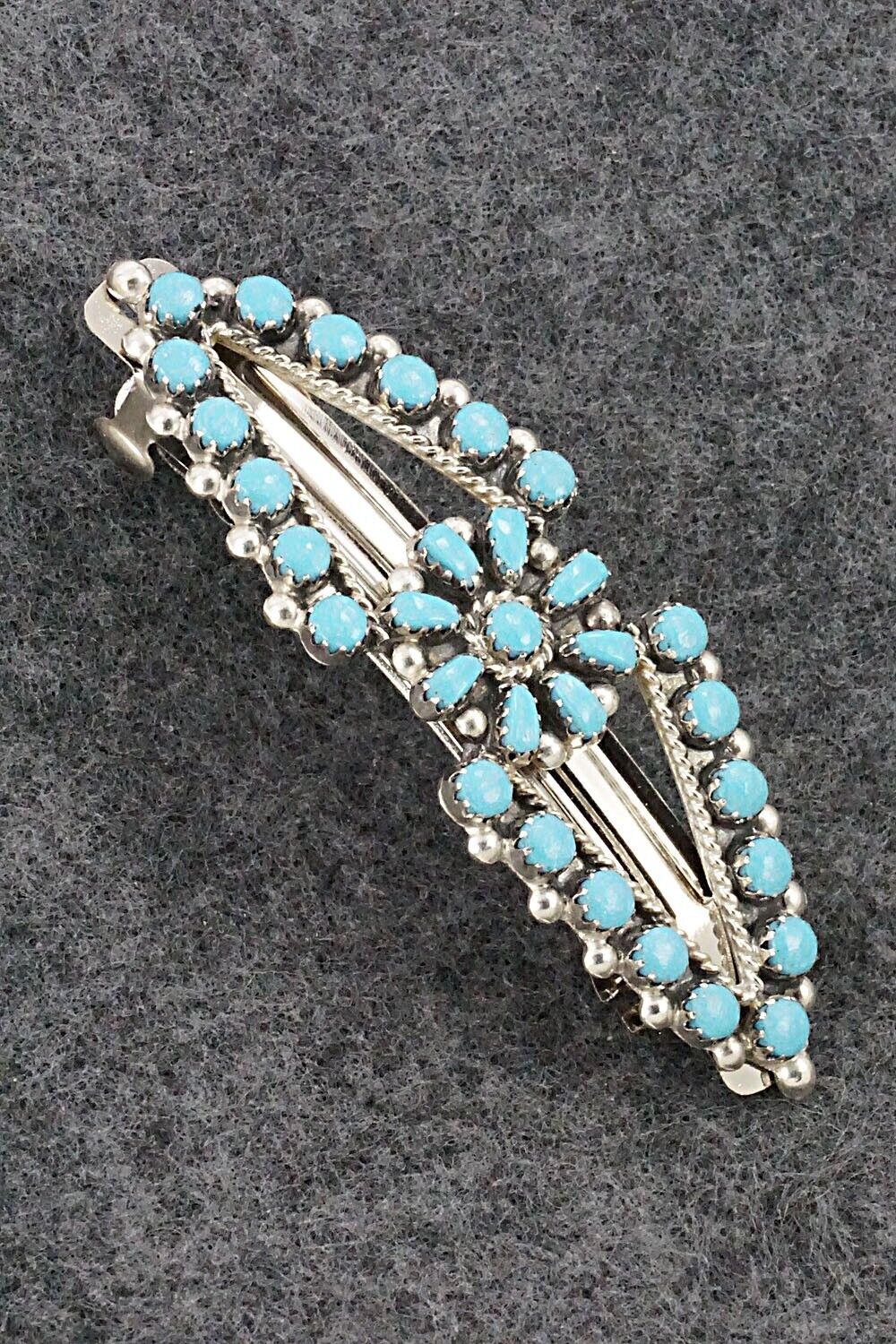 Turquoise & Sterling Silver Hair Barrette - Karen Booqua