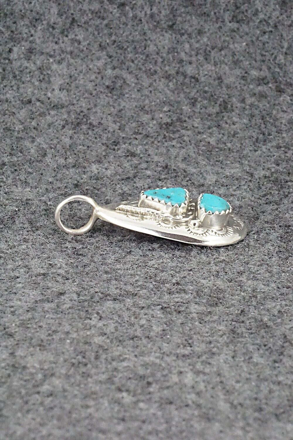 Turquoise and Sterling Silver Pendant - Joy Calavaza