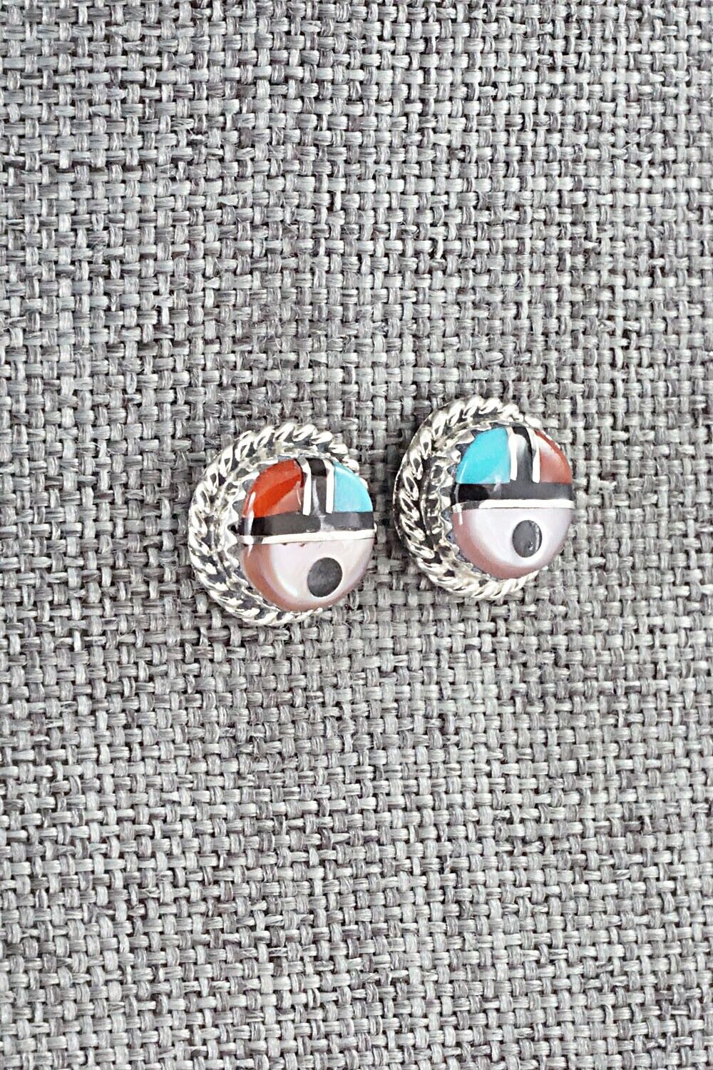 Multi Stone Inlay & Sterling Silver Earrings - Elvira Kiyite