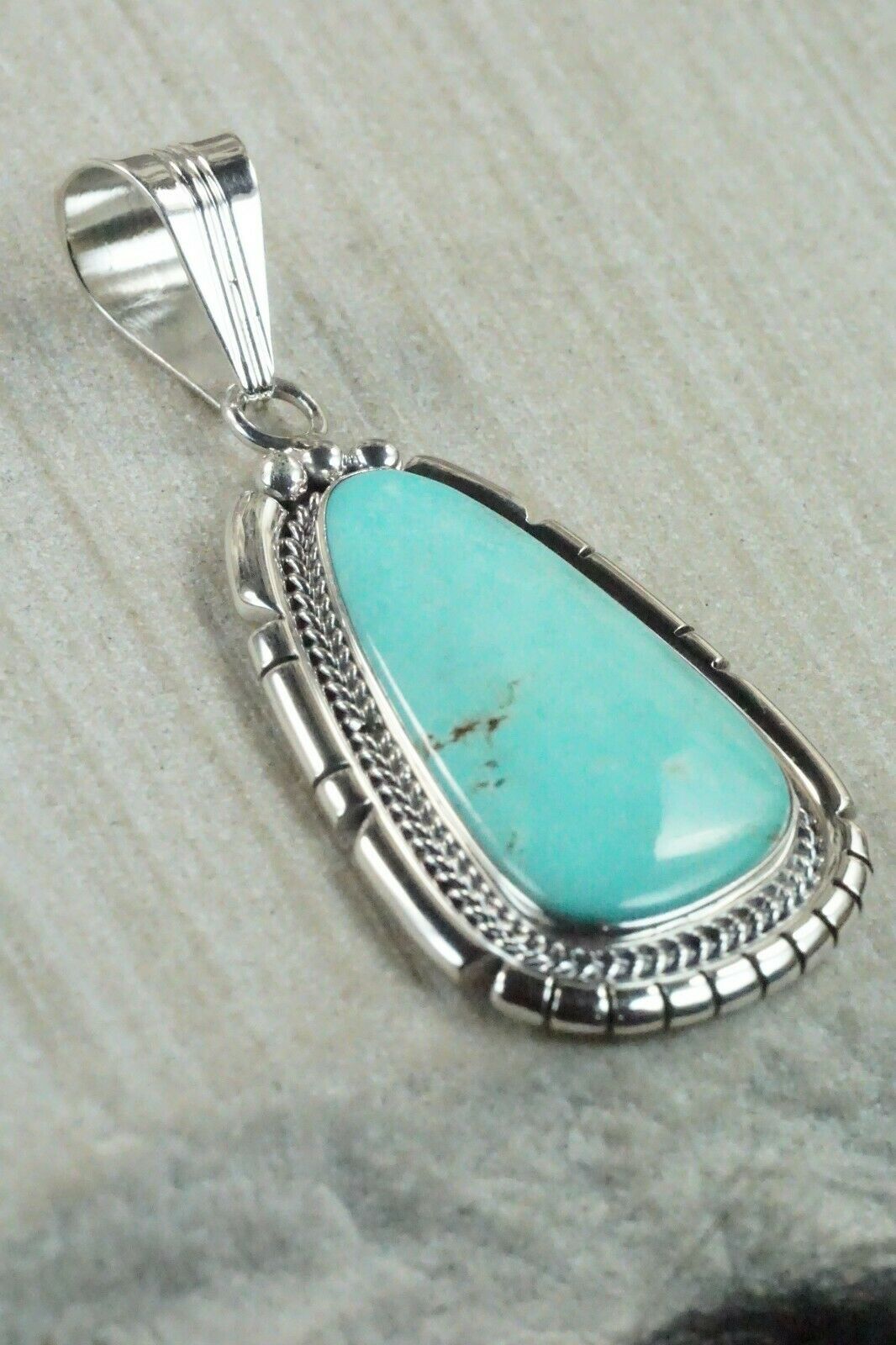 Navajo Turquoise & Sterling Silver Pendant - Samuel Yellowhair