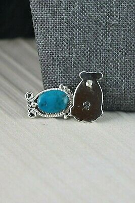 Navajo Turquoise and Sterling Silver Earrings - Sadie Jim - High Lonesome Trading