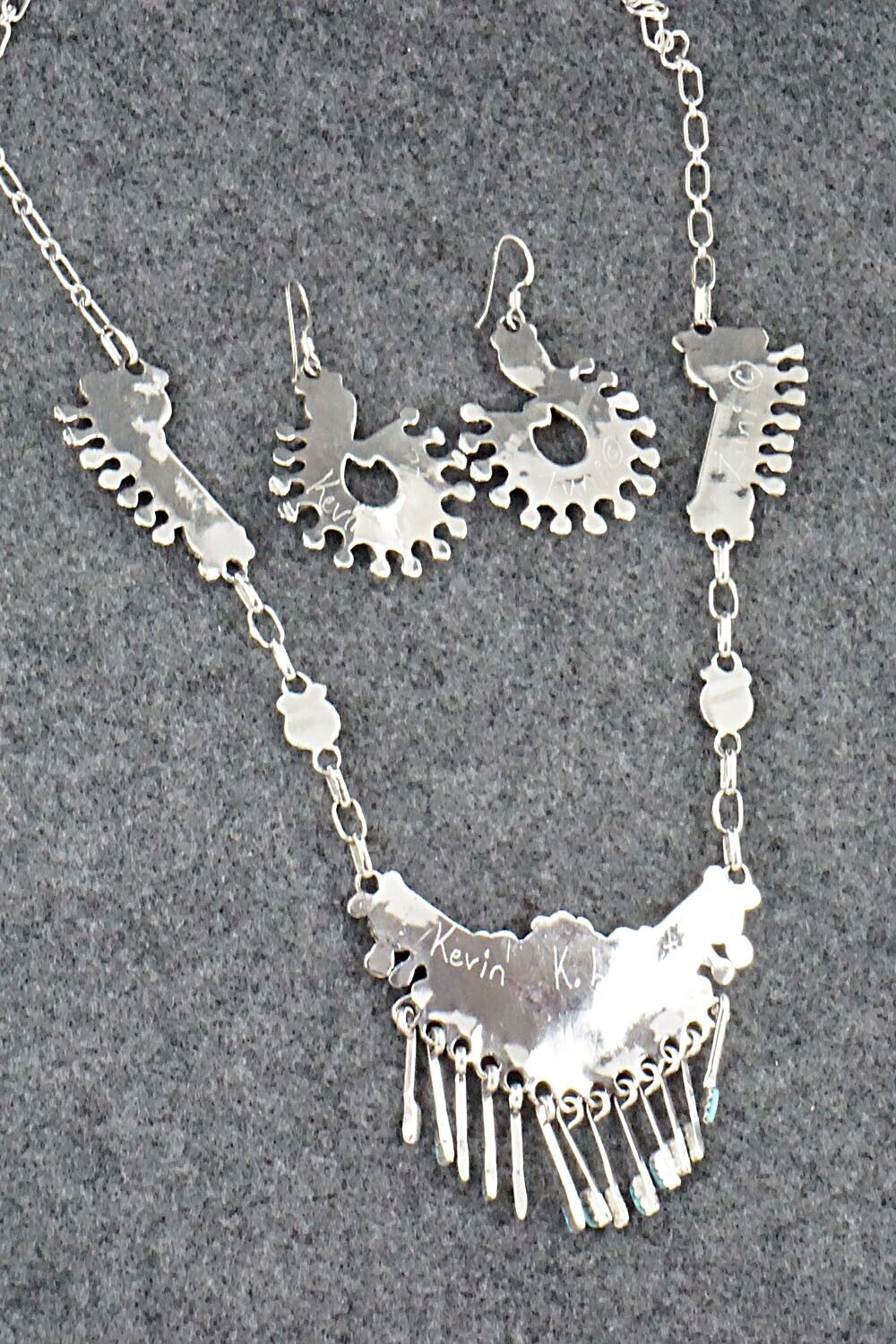 Turquoise & Sterling Silver Necklace Set - Kevin Leekity