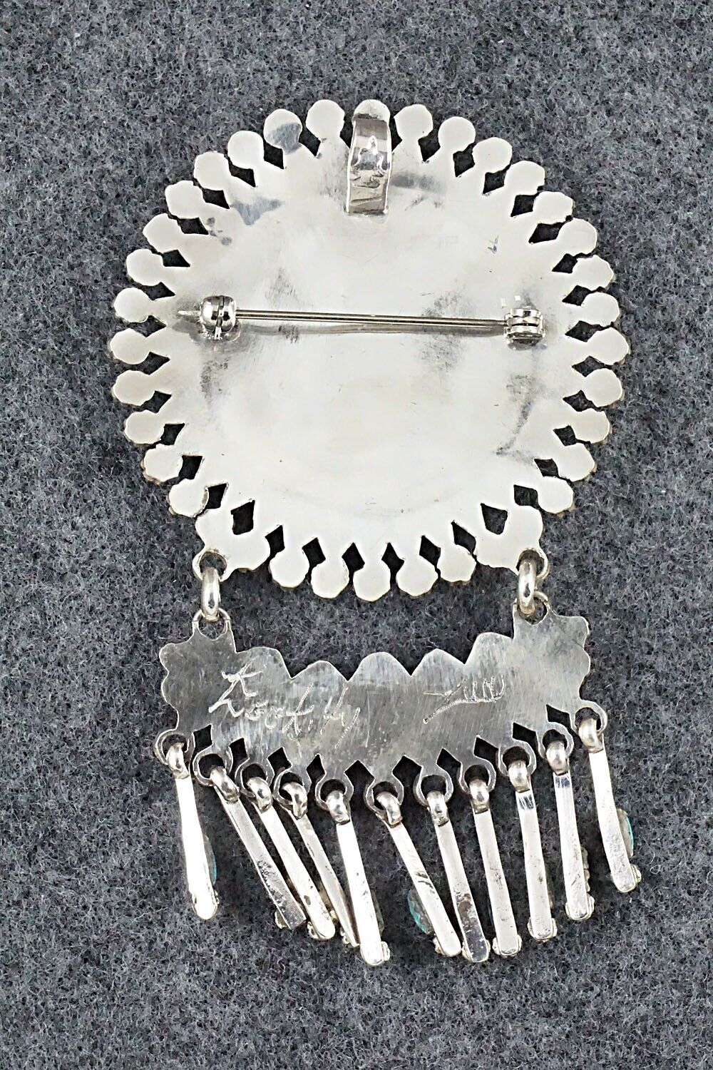 Turquoise & Sterling Silver Pendant/Pin - Keith Leekity