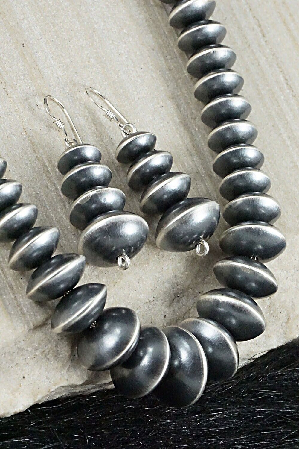 Navajo Pearl Sterling Silver Necklace Set - Preston Haley