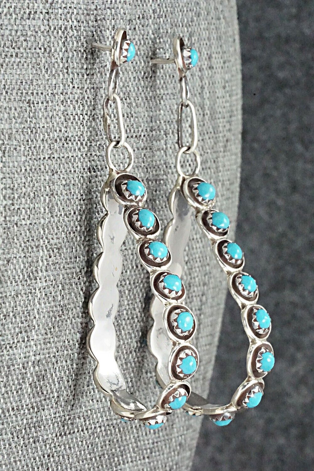 Turquoise & Sterling Silver Earrings - Florenda Lonasee