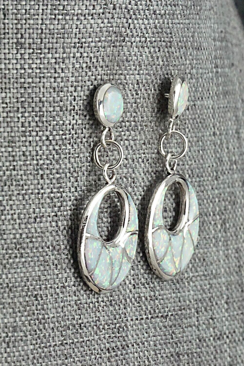 Opalite & Sterling Silver Inlay Earrings - Delorna Lahi