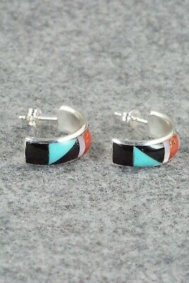 Multi Stone Inlay & Sterling Silver Earrings - Delberta Boone