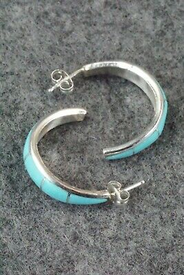 Turquoise & Sterling Silver Earrings - Philbert Chavez