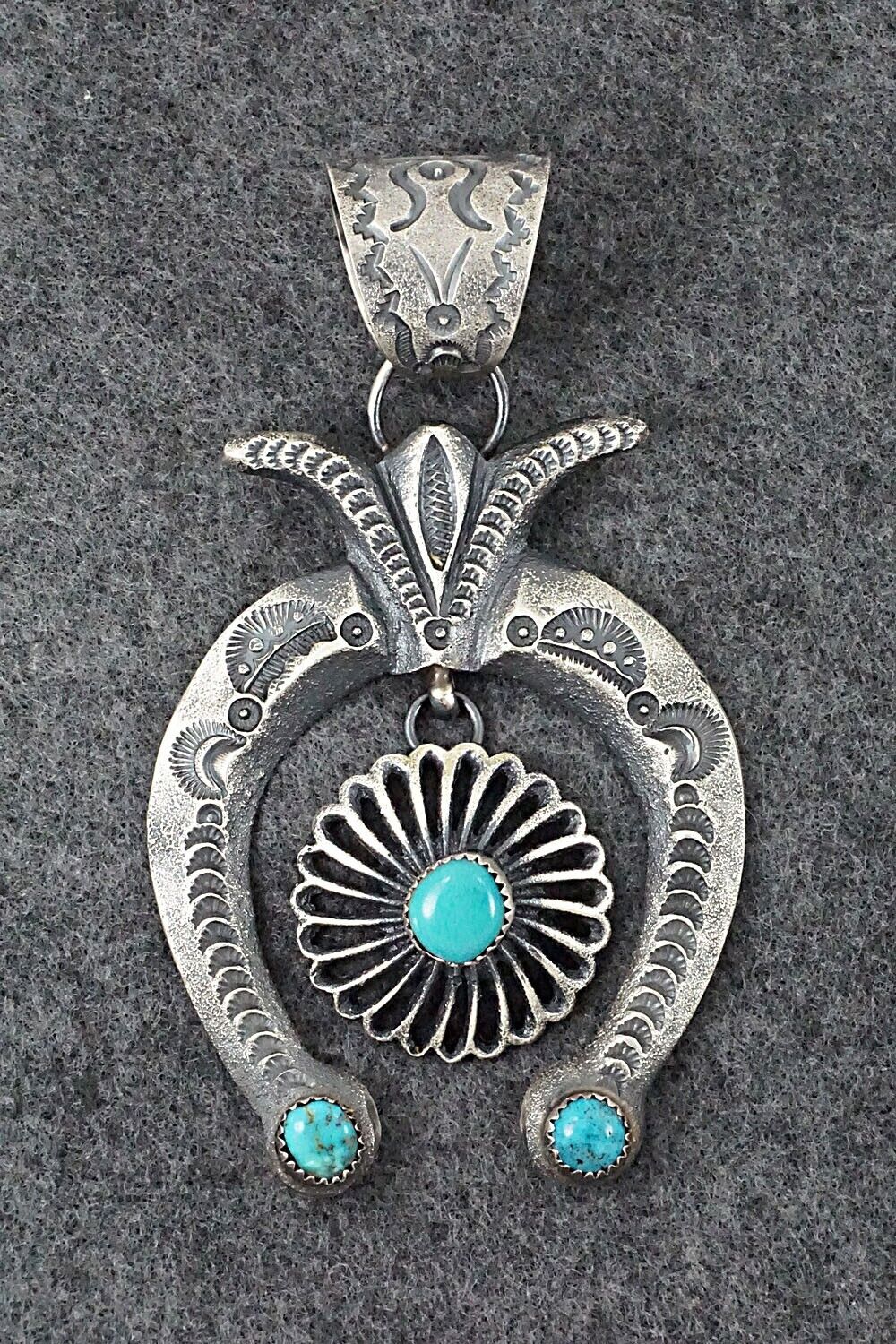 Turquoise and Sterling Silver Naja Pendant - Eva Cayatineto