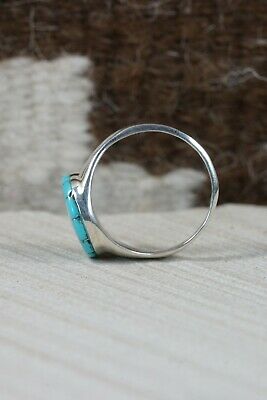 Zuni Turquoise & Sterling Silver Ring - Johnson Laweka - Size 10.75