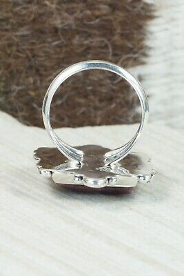 Spiny Oyster & Sterling Silver Ring - Daniel Benally - Size 9