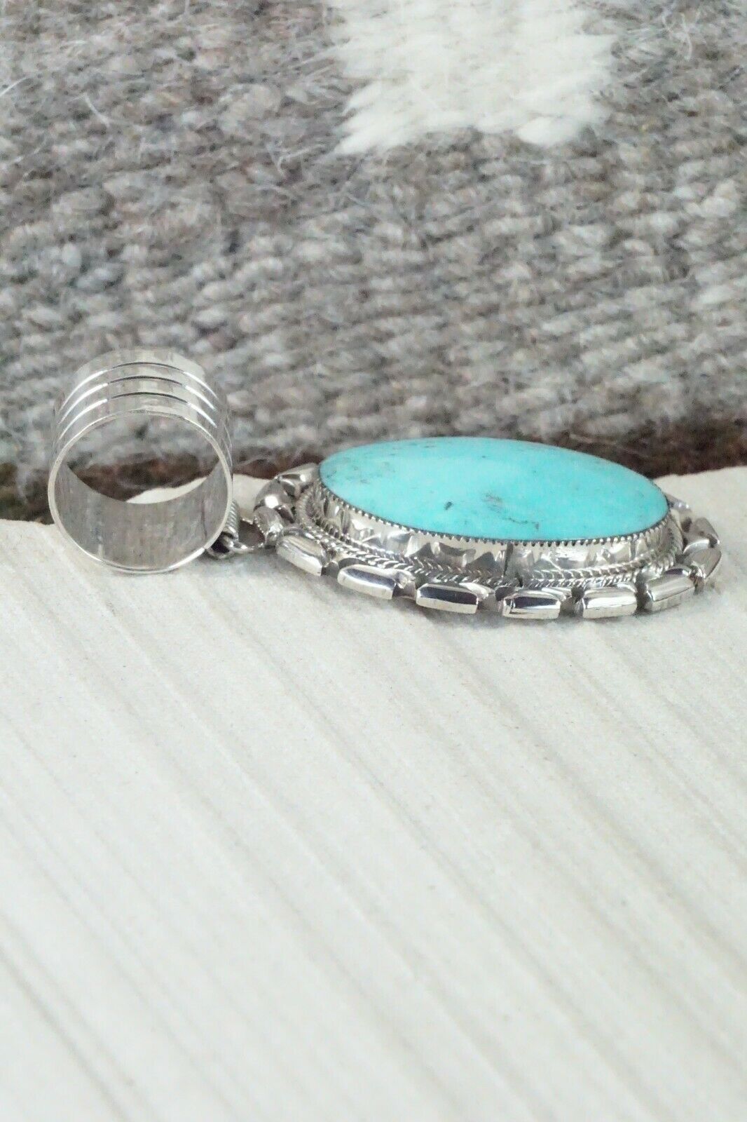 Turquoise & Sterling Silver Pendant - Gregg Yazzie