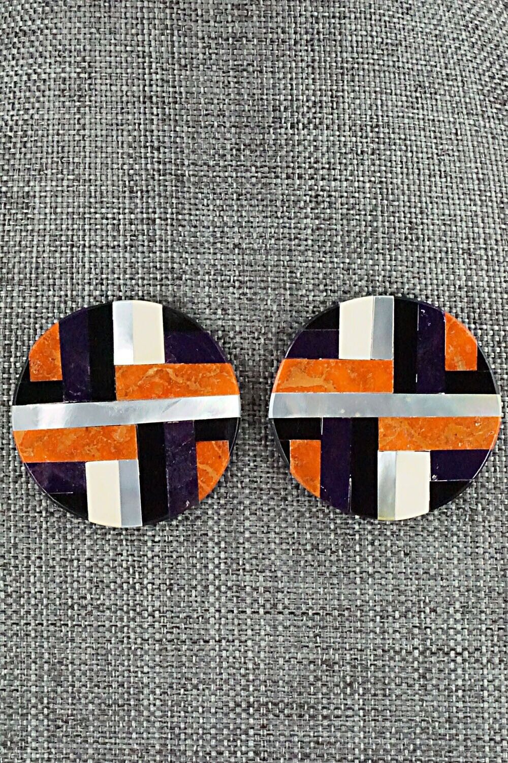 Multi Stone Inlay Earrings - Chaslyn Crespin
