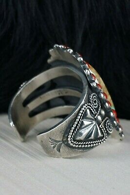 Navajo Turquoise & Coral Sterling Silver Bracelet - Braxton Parkett - High Lonesome Trading