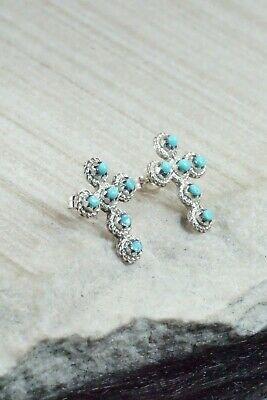 Turquoise and Sterling Silver Earrings - Bernadette Natewa - High Lonesome Trading