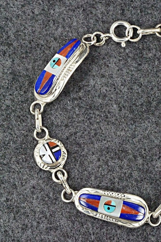 Multi Stone & Sterling Silver Link Bracelet - Patty Edaakie