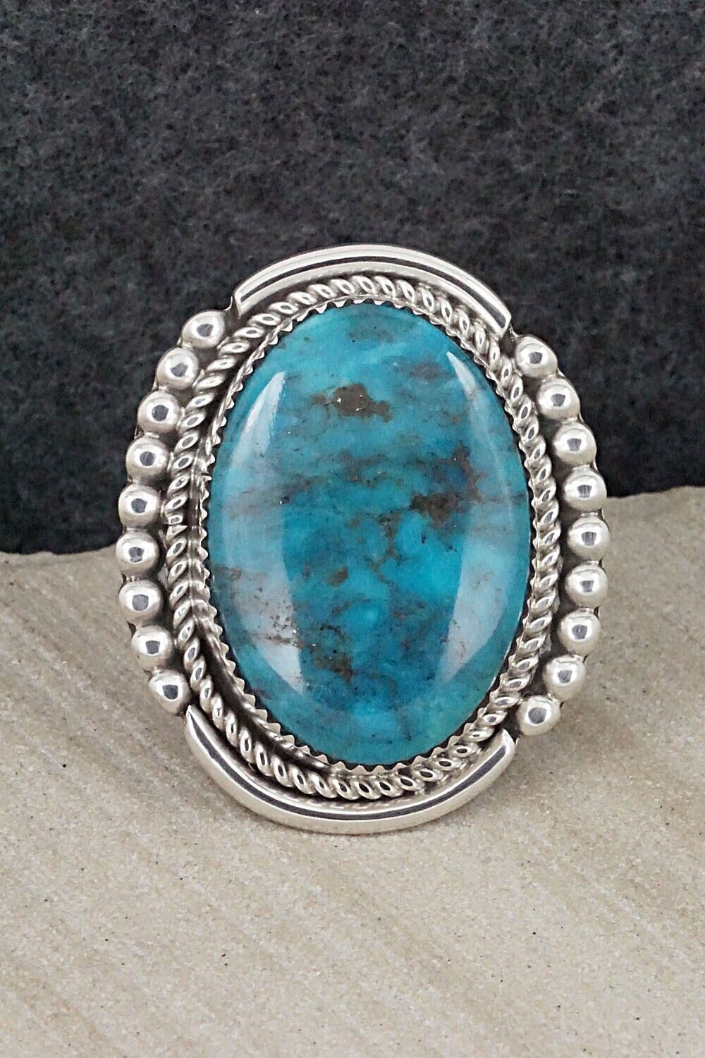 Turquoise & Sterling Silver Ring - Kenny Calavaza - Size 9