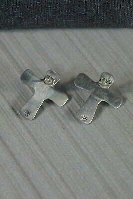 Navajo Turquoise and Sterling Silver Cross Earrings - Native American - High Lonesome Trading