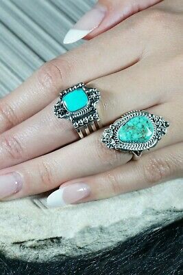 Navajo Turquoise and Sterling Silver Ring - Daniel Benally - Size 7.75 - High Lonesome Trading
