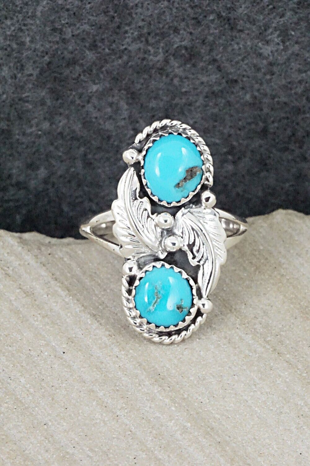 Turquoise & Sterling Silver Ring - William Begay - Size 8.75