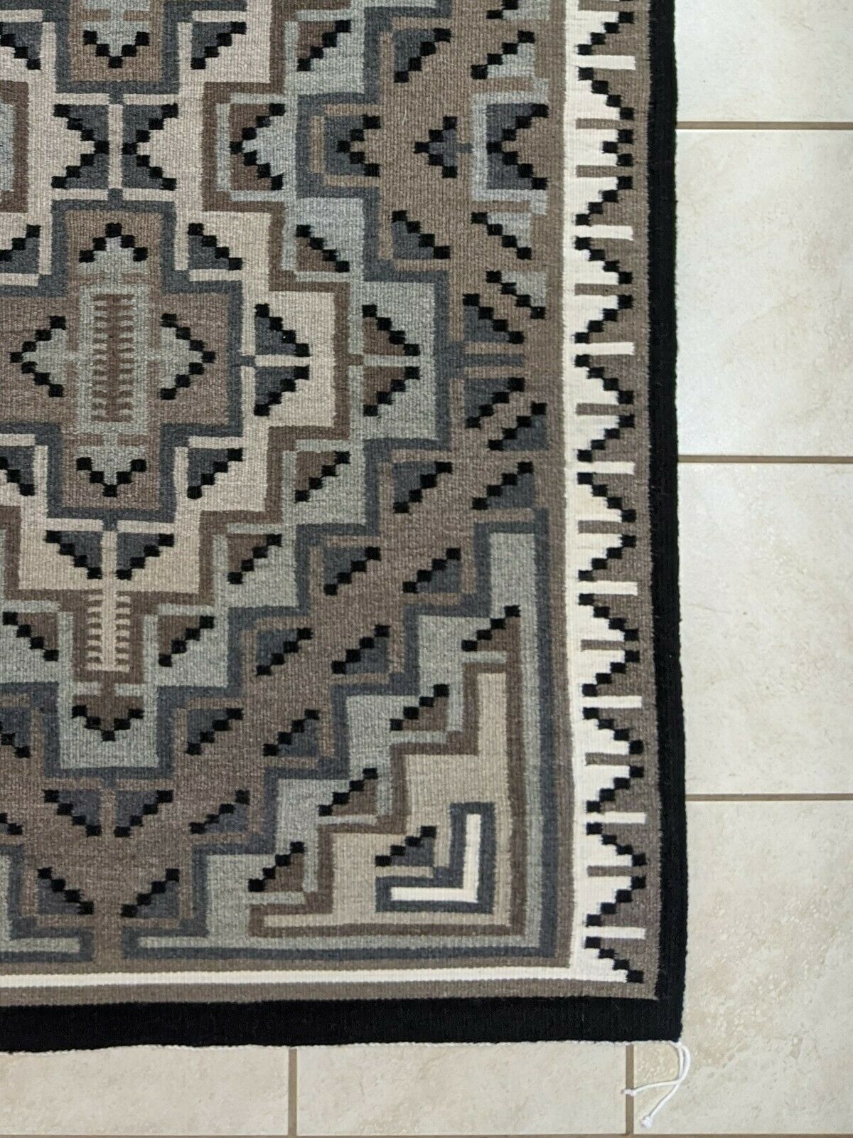 Navajo Two Grey Hills Handwoven Rug - 65in x 40in - Betty Morgan