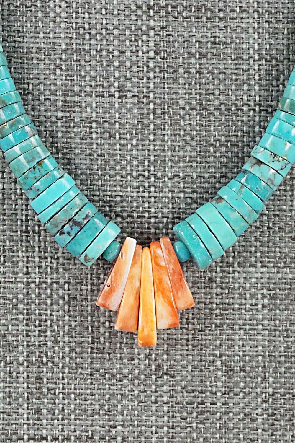 Turquoise & Spiny Oyster Necklace - Susie Deal