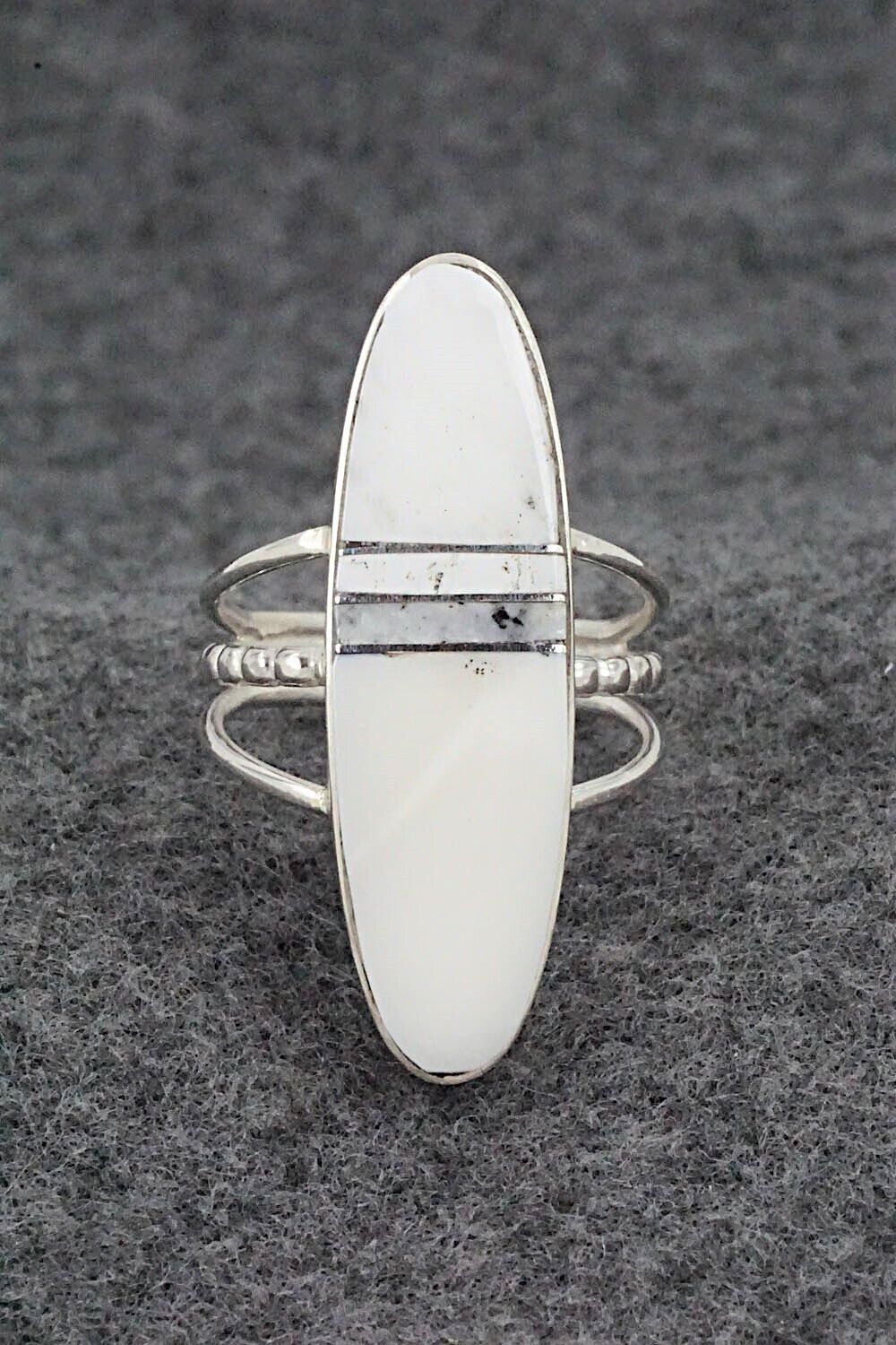 White Buffalo & Sterling Silver Ring - Harold Smith - Size 7