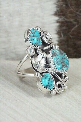 Turquoise & Sterling Silver Ring - Shirley Largo - Size 6