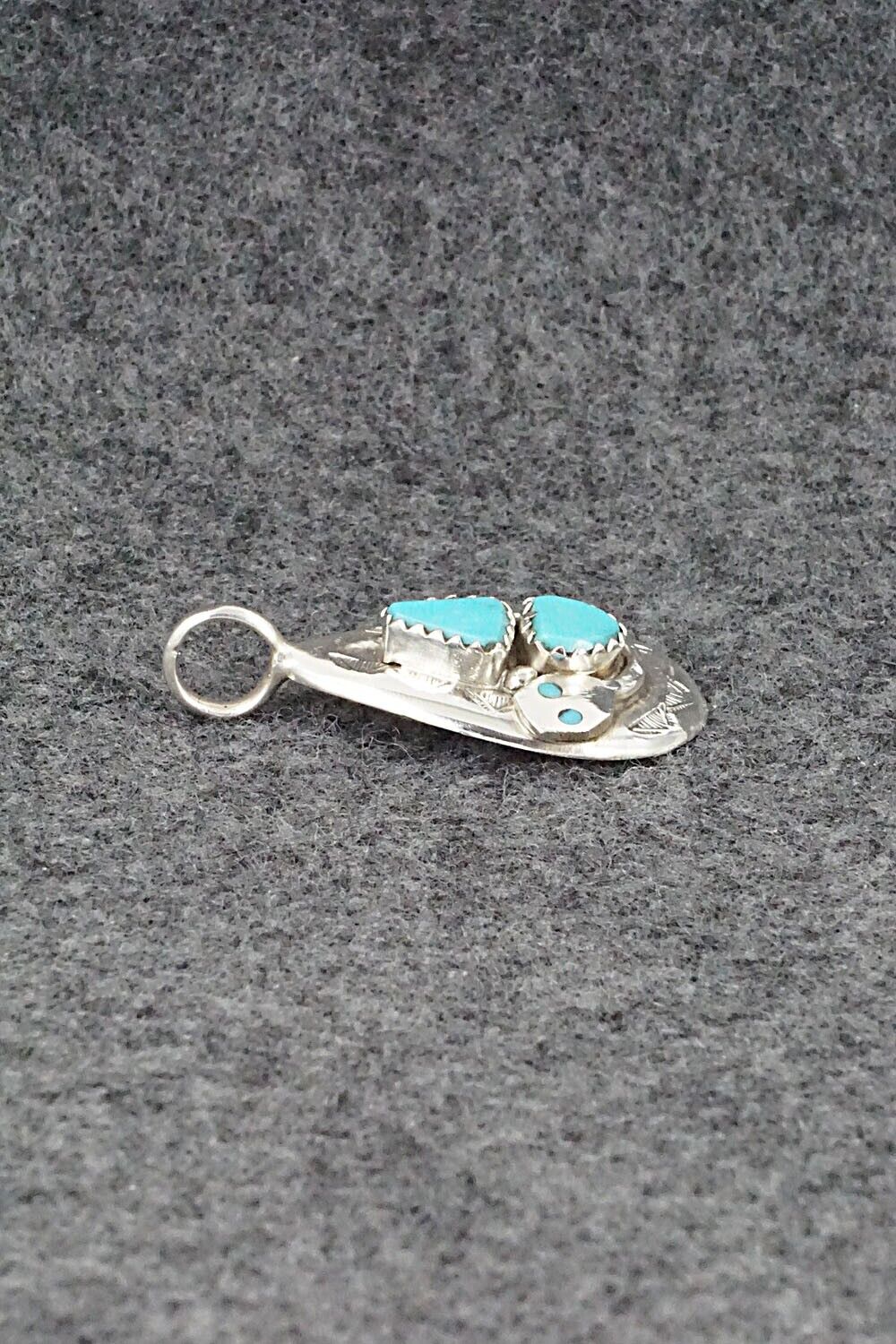 Turquoise and Sterling Silver Pendant - Joy Calavaza