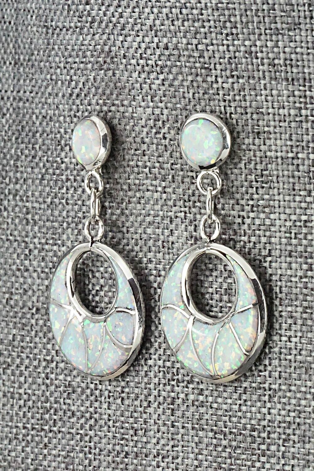Opalite & Sterling Silver Inlay Earrings - Delorna Lahi