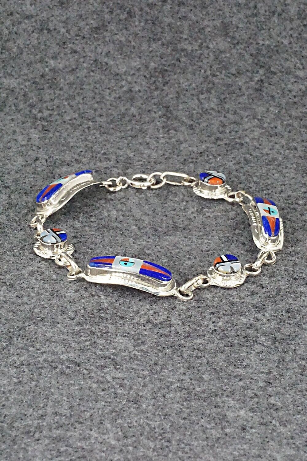 Multi Stone & Sterling Silver Link Bracelet - Patty Edaakie