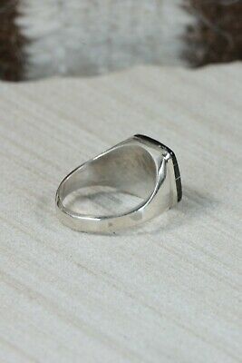 Navajo Onyx & Sterling Silver Ring - Jefferson Lee - Size 10