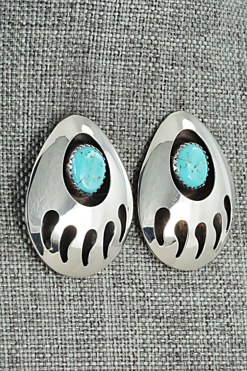 Turquoise & Sterling Silver Earrings - Virginia Long