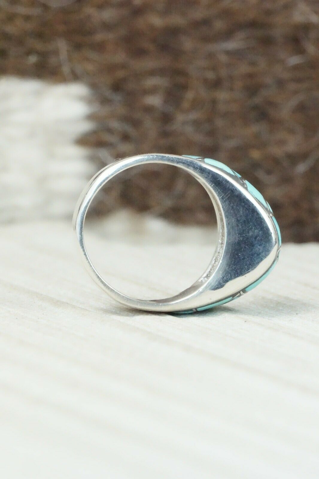 Turquoise & Sterling Silver Ring - Orena Leekya - Size 5.75