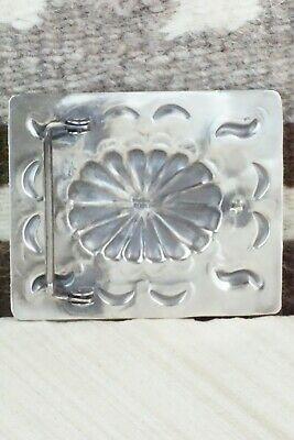 Turquoise & Sterling Silver Belt Buckle - Wallace Yazzie Jr - High Lonesome Trading