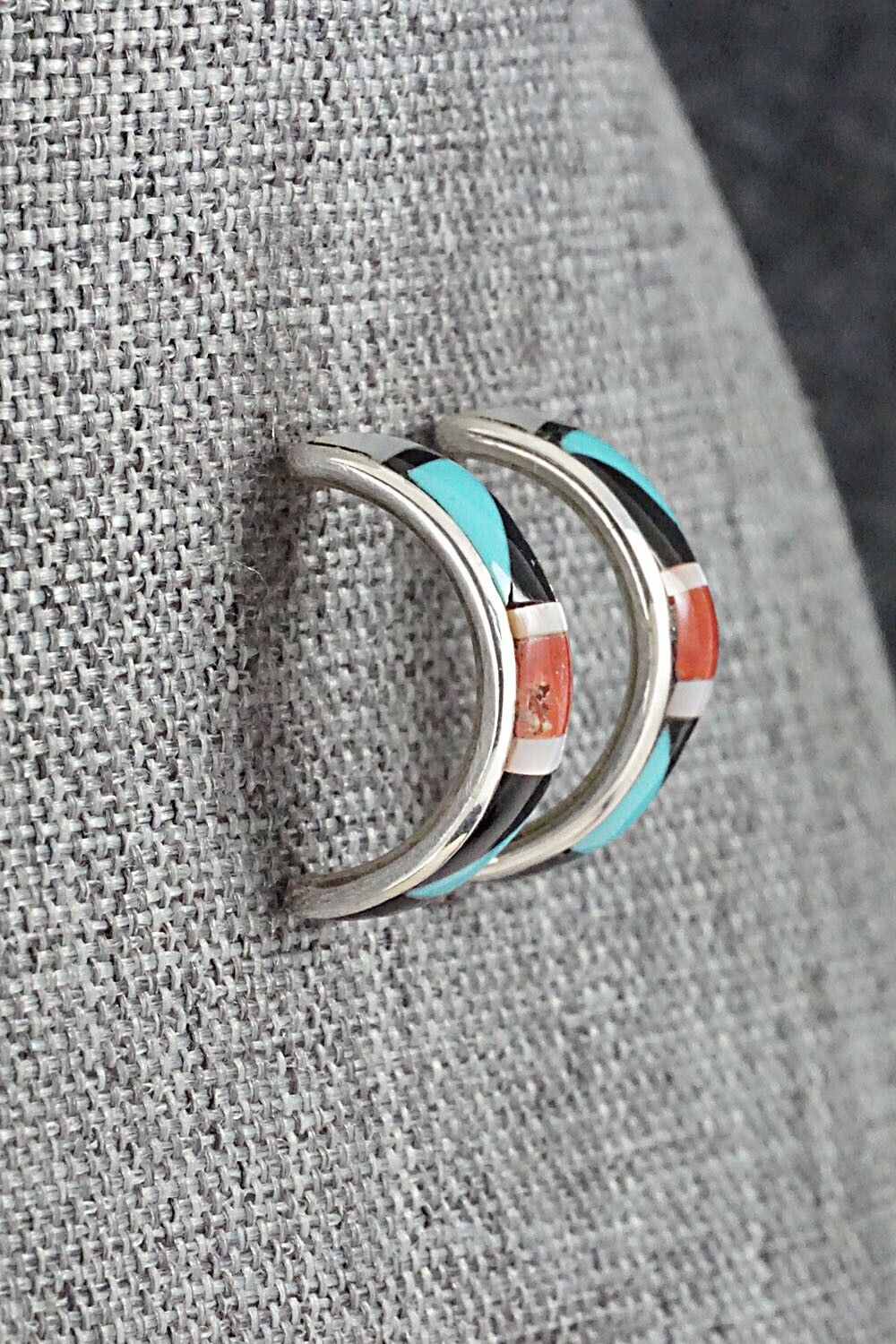 Multi Stone Inlay & Sterling Silver Earrings - Delberta Boone
