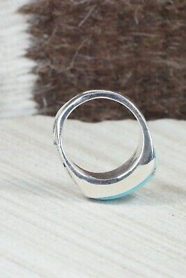 Turquoise & Sterling Silver Ring - Leslie & Gladys Lamy - Size 7