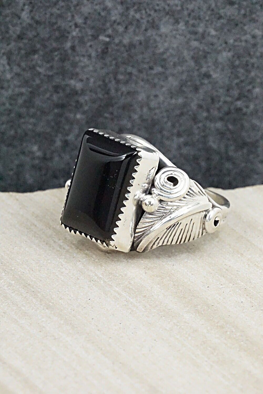 Onyx & Sterling Silver Ring - Darrell Morgan - Size 11.75