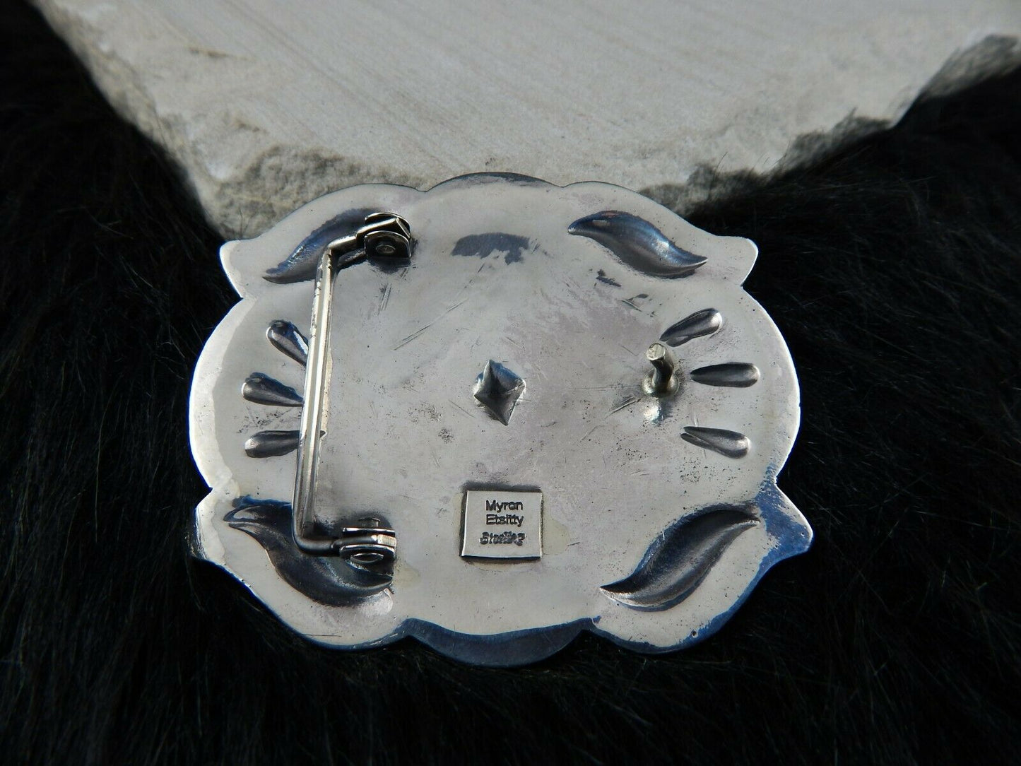 Sterling Silver Belt Buckle - Myron Etsitty - Navajo Buckle - Native American - High Lonesome Trading