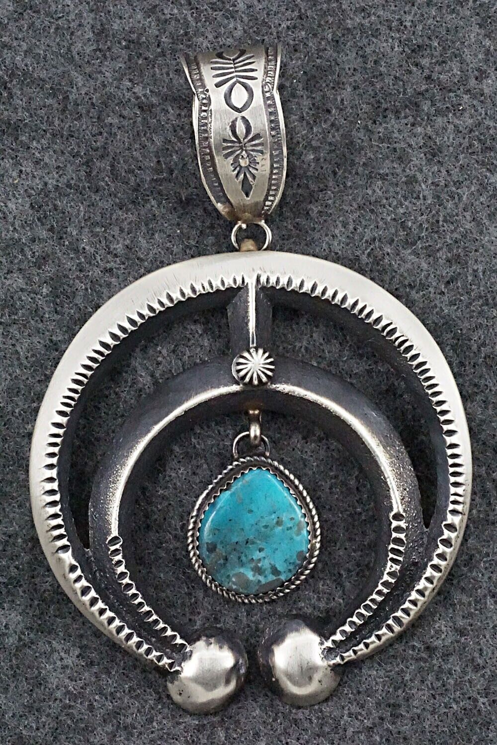 Turquoise and Sterling Silver Pendant - Martha Cayatineto