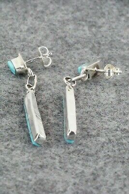 Turquoise & Sterling Silver Earrings - Roland Natachu